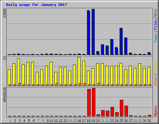 Daily usage for January 2017
