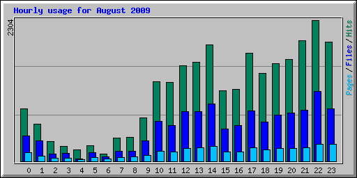Hourly usage for August 2009