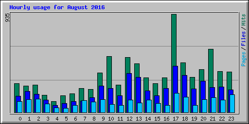 Hourly usage for August 2016
