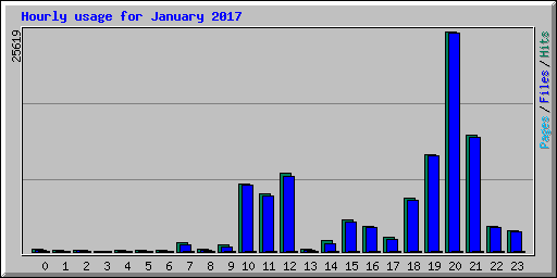 Hourly usage for January 2017