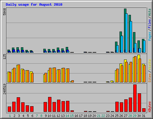 Daily usage for August 2010