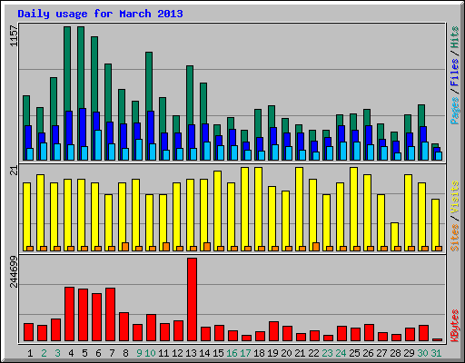Daily usage for March 2013