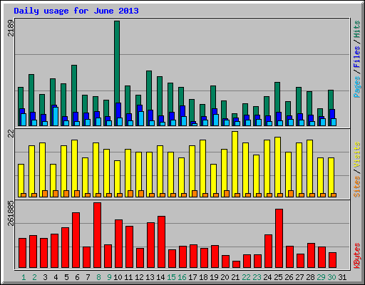 Daily usage for June 2013
