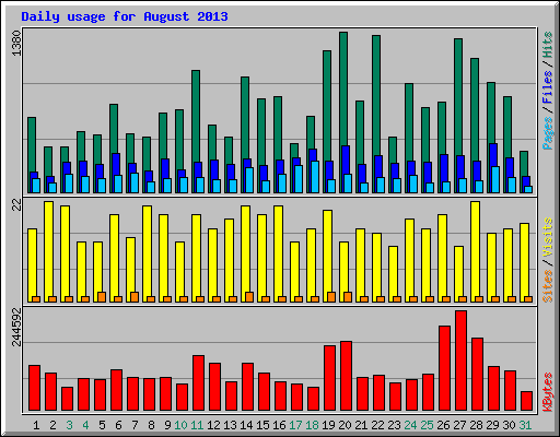 Daily usage for August 2013